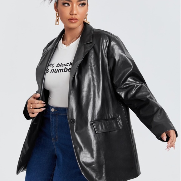 Faux Leather Blazer Jacket - Picture 3 of 3